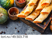 Moldovan pie made of yeast puff pastry.Placinta.Moldavian pastry stuffed with pumpkin. Moldavian pumpkin pie. Стоковое фото, агентство Ingram Publishing / Фотобанк Лори