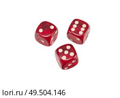 Красные игральные кости на белом фоне. Red dice isolated on a white background. Стоковое фото, фотограф Татьяна Д / Фотобанк Лори