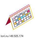 Calendar on cardboard paper, business plan organizer vector. Dates, months and days, weekly memos and lists of things to do. Appointments on planner. Calendar Cardboard Paper, Business Plan Organizer. Стоковая иллюстрация, агентство Ingram Publishing / Фотобанк Лори