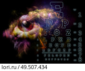 Eye Chart series. Surreal human eye abstraction on the subject of worlds beyond scientific reality. Стоковое фото, агентство Ingram Publishing / Фотобанк Лори