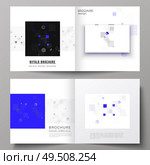 The vector illustration of the editable layout of two covers templates for square design bifold brochure, magazine, flyer, booklet. Abstract vector background with fluid geometric shapes. The vector illustration of the editable layout of two covers templates for square design bifold brochure, magazine, flyer, booklet. Abstract vector background with fluid geometric shapes. Стоковая иллюстрация, агентство Ingram Publishing / Фотобанк Лори