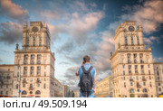A man talking on the telephone in the center of Minsk. Belarus. Стоковое фото, агентство Ingram Publishing / Фотобанк Лори