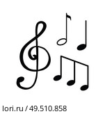 Music notes, sketches isolated icons closeup, melody design vector. Sounds in visual representation, sheet musical elements. Crotchet and clef treble. Music Notes, Sketches Icons Closeup Melody Design. Стоковая иллюстрация, агентство Ingram Publishing / Фотобанк Лори