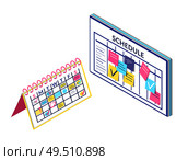 Schedule board and calendar information isolated icons vector. Notes and list of things to do. Business plan organization and structure info and data. Schedule Board and Calendar Information Isolated. Стоковая иллюстрация, агентство Ingram Publishing / Фотобанк Лори
