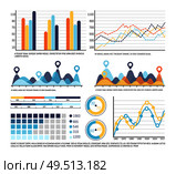 Infographic schemes and pie diagrams with numbers vector. Numeral information on visual layouts, statistics and data in flowcharts and growing charts. Infographic Schemes and Pie Diagrams with Numbers. Стоковая иллюстрация, агентство Ingram Publishing / Фотобанк Лори
