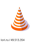 Road cone, street sign to forbid traffic caution icon vector. Isometric sign of safety, attention on highway. Plastic construction to stop motion. Road Cone, Street Sign to Forbid Traffic Caution. Стоковая иллюстрация, агентство Ingram Publishing / Фотобанк Лори