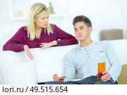 Woman angry that her boyfriend is drunk. Стоковое фото, агентство Ingram Publishing / Фотобанк Лори