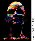 Rich Color Paint series. Abstract human face on the subject of art, energy, creativity and emotion. Стоковое фото, агентство Ingram Publishing / Фотобанк Лори