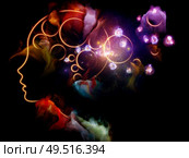 Color of Thoughts. Inner Nature series. Abstract design made of child’s mind illustration fused with fractal paint relevant for art, creativity, poetry and spiritual life. Стоковое фото, агентство Ingram Publishing / Фотобанк Лори