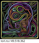 Inner Curves. Life Lines series. Composition of human profile and woodcut pattern in association with human drama, poetry and inner symbols. Стоковое фото, агентство Ingram Publishing / Фотобанк Лори