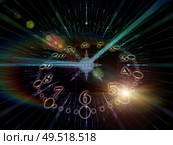 Time Relativity. Faces of Time series. Design composed of clock dials and abstract elements as a metaphor for science, education and modern technologies. Стоковое фото, агентство Ingram Publishing / Фотобанк Лори