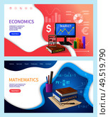 Mathematics, algebra and geometry subjects in school vector. Economics university college discipline with finance calculation precision. Charts info. Mathematics, Algebra Geometry Subjects in School. Стоковая иллюстрация, агентство Ingram Publishing / Фотобанк Лори