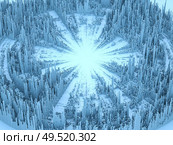 Displacement Worlds. 3D rendering of pixel noise displacement pattern on the subject of education, three dimensional technology, mathematic and virtual 3D rendering. Стоковое фото, агентство Ingram Publishing / Фотобанк Лори