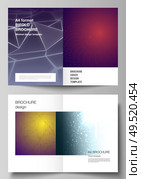 Vector layout of two A4 format modern cover mockups design templates for bifold brochure, magazine, flyer. 3d polygonal geometric modern design abstract background. Science or technology vector. Vector layout of two A4 format modern cover mockups design templates for bifold brochure, flyer, booklet. 3d polygonal geometric modern design abstract background. Science or technology vector. Стоковая иллюстрация, агентство Ingram Publishing / Фотобанк Лори