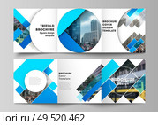 The minimal vector editable layout of square format covers design templates for trifold brochure, flyer, magazine. Abstract geometric pattern creative modern blue background with rectangles. The minimal vector editable layout of square format covers design templates for trifold brochure, flyer, magazine. Abstract geometric pattern creative modern blue background with rectangles. Стоковая иллюстрация, агентство Ingram Publishing / Фотобанк Лори