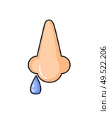 Runny nose symptom of allergic reaction of sensitive human isolated icon vector. Hypersensitivity and allergy with snuffle and rheum. Body part drop. Runny Nose Symptom Allergic Reaction Isolated Icon. Стоковая иллюстрация, агентство Ingram Publishing / Фотобанк Лори