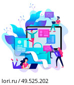 Concept vector illustration of business Blogging, people and education technology. Vector illustration news, copywriting, seminars, tutorial, creative writing, content management for web page, banner presentation, social media documents. Concept vector illustration of business Blogging, education. Стоковая иллюстрация, агентство Ingram Publishing / Фотобанк Лори