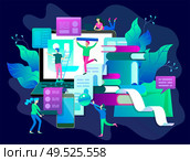 Concept vector illustration of business Blogging, people and education technology. Vector illustration news, copywriting, seminars, tutorial, creative writing, content management for web page, banner presentation, social media documents. Concept vector illustration of business Blogging, education. Стоковая иллюстрация, агентство Ingram Publishing / Фотобанк Лори