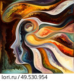 Vibrant Minds. Colors In Us series. Composition of  human silhouettes, art textures and colors interplay for projects on life, drama, poetry and perception. Стоковое фото, агентство Ingram Publishing / Фотобанк Лори