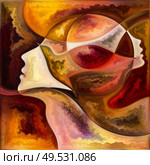 Self Forms. Colors In Us series. Backdrop composed of human silhouettes, art textures and colors interplay for projects on life, drama, poetry and perception. Стоковое фото, агентство Ingram Publishing / Фотобанк Лори