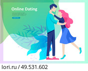 Online dating concept app login page with Funny cartoon characters couple. Modern graphic elements for web banners, web design, printed materials. Flat design vector illustration. Online dating concept app login page with Funny cartoon characters couple. Modern graphic elements for web banners, web design, printed materials. Стоковая иллюстрация, агентство Ingram Publishing / Фотобанк Лори