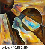 Self Forms. Colors In Us series. Backdrop composed of human silhouettes, art textures and colors interplay for projects on life, drama, poetry and perception. Стоковое фото, агентство Ingram Publishing / Фотобанк Лори