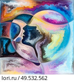Inner Form. Colors In Us series. Abstract background made of human silhouettes, art textures and colors interplay on the theme of life, drama, poetry and perception. Стоковое фото, агентство Ingram Publishing / Фотобанк Лори