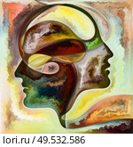 Inner Flow. Colors In Us series. Image of human silhouettes, art textures and colors interplay in conceptual relevance to life, drama, poetry and perception. Стоковое фото, агентство Ingram Publishing / Фотобанк Лори