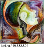 Internal Flow. Colors In Us series. Composition of human silhouettes, art textures and colors interplay in association with life, drama, poetry and perception. Стоковое фото, агентство Ingram Publishing / Фотобанк Лори