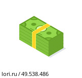 Money pack with yellow ribbon, stock of dollars isolated on white, crowdfunding. Finance and cash, credit payment and banking financing, profit concept. Crowdfunding Money Pack Vector Isolated Pack. Стоковая иллюстрация, агентство Ingram Publishing / Фотобанк Лори