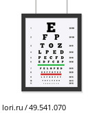 Eye care test placard with latin letters flat vector illustration. Стоковая иллюстрация, агентство Ingram Publishing / Фотобанк Лори