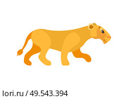 Side view of standing lioness, wildlife animal, single mammal and mascot of zoo. Predator and dangerous cat, flat element of pride, closeup of beast vector. Dangerous Cat, Lioness or Wildlife Animal Vector. Стоковая иллюстрация, агентство Ingram Publishing / Фотобанк Лори