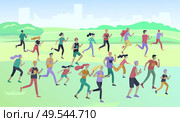 People Marathon Running Sport race sprint, concept illustration running men and women wearing sportswer in landscape. Jogging at Training. Healthy Active Speed Exercise. Cartoon Vector Illustration. People Marathon Running Sport race sprint, concept illustration running men and women wearing sportswer in landscape. Jogging at Training. Healthy Active Speed Exercise. Cartoon Vector. Стоковая иллюстрация, агентство Ingram Publishing / Фотобанк Лори