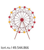 Amusement park vector, isolated icon of ferris wheel construction, rounded shape of attraction for kids and adults. Roundabout, carousel spinning. Ferris Wheel Amusement Park Attraction Isolated. Стоковая иллюстрация, агентство Ingram Publishing / Фотобанк Лори