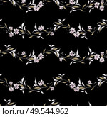 Watercolor pattern with the purple, pink  flowers and wild herbs. Illustration. Watercolor pattern with the purple, pink  flowers and wild herbs. . Стоковое фото, агентство Ingram Publishing / Фотобанк Лори