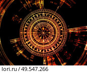 Circle of Meaning series. Abstract design made of sacred symbols, arrows and fractal elements on the subject of spirituality, astrology, divination and magic. Стоковое фото, агентство Ingram Publishing / Фотобанк Лори