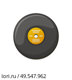 Plate for playing music on gramophone, scratching disk, old-fashioned circle object for turntable soundtrack. Black vinyl record, audio equipment vector. Black Plate for Playing Music, Vinyl Record Vector. Стоковая иллюстрация, агентство Ingram Publishing / Фотобанк Лори