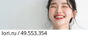 A woman with her eyes shut, smiling happily. Стоковое AI-изображение, AI-художник Данила Большаков / Фотобанк Лори