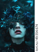 A woman with a crown on her head stands confidently, showcasing royalty and elegance. Стоковое AI-изображение, AI-художник Данила Большаков / Фотобанк Лори