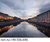 St.Petersburg. Fontanka river in Saint Petersburg, Russia. View from Lomonosov bridge. Beautiful city evening landscape. Стоковое фото, агентство Ingram Publishing / Фотобанк Лори
