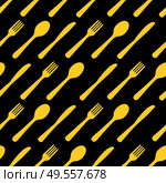 Abstract Seamless Pattern with tableware forks spoons and knives. Vector Illustration EPS10. Abstract Seamless Pattern with tableware forks spoons and knives. Vector Illustration. Стоковая иллюстрация, агентство Ingram Publishing / Фотобанк Лори
