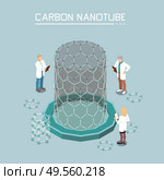Nanotechnology isometric composition with carbon nano-tubes growth from graphene nanoparticles innovative products nanomaterials background vector illustration. Стоковая иллюстрация, агентство Ingram Publishing / Фотобанк Лори