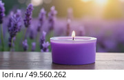 Purple candle on lavender background. Стоковое AI-видео, аниматор Виктория Кольцова / Фотобанк Лори