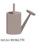 Watering can equipment, spraying metal tool, showering soil or plants, pour garden symbol in flat design style, grey bailer, irrigation symbol vector. Irrigation Metal Equipment, Watering Pot Vector. Стоковая иллюстрация, агентство Ingram Publishing / Фотобанк Лори