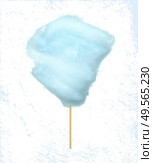 Sweet cotton candy of bilberry taste isolated on blue and white background. Vector confectionery, fluffy sugar summer dessert on stick, tasty food snack. Sweet Blue Cotton Candy of Bilberry Taste Isolated. Стоковая иллюстрация, агентство Ingram Publishing / Фотобанк Лори