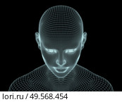 3D Render of human head and face as wire mesh for use in illustration and design. Стоковое фото, агентство Ingram Publishing / Фотобанк Лори
