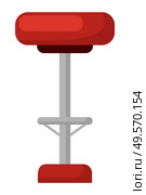 High stool with red cloth, isolated icon of chair with metal stand. Classic design of nightlife establishments, pub or bar barstool furniture. Vector illustration in flat cartoon style. Barstool with Soft Seat, Red Chair Isolated Icon. Стоковая иллюстрация, агентство Ingram Publishing / Фотобанк Лори