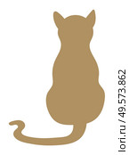 Back view of cat isolated feline silhouette. Vector cartoon style kitten with long tail, adorable fluffy pet friend, shorthair home kitty of ginger color. Back View of Cat Isolated Feline Silhouette Vector. Стоковая иллюстрация, агентство Ingram Publishing / Фотобанк Лори