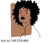 Hand draw outline portrait of african ebony woman with light bown sample color. Abstract colletion of different people and skin tones. Diversity concept. Стоковое фото, агентство Ingram Publishing / Фотобанк Лори