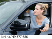 woman in the car annoyed at other drivers. Стоковое фото, агентство Ingram Publishing / Фотобанк Лори